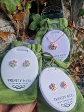 Load image into Gallery viewer, Trinity & Co Shamrock Earrings Open Petal Rose Gold