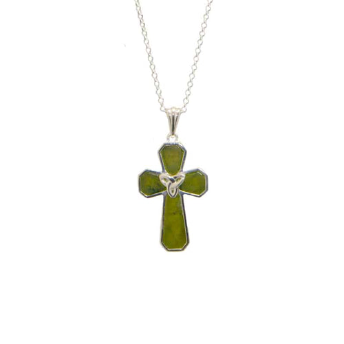 Celtic Cross, Trinity Knot Connemara Marble Necklace Irish Marble Necklace