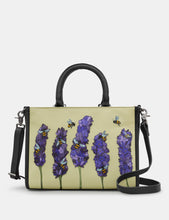 Load image into Gallery viewer, Yoshi Bees Love Lavender Black Leather Grab Bag