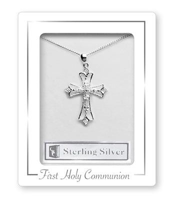 Communion Silver Necklet with Open Crucifix