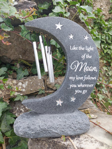 THOUGHTS OF YOU GRAVESIDE STONE MOON WINDCHIME 22CM