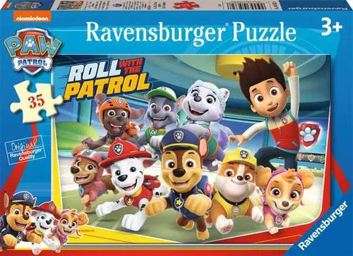 Ravensburger Paw Patrol puzzle box with cartoon characters on a blue background