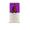 Chocolate bar packaging with purple and gold design on a white background