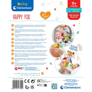 CLEMENTONI HAPPY FOX, Interactive Plush Toy, Baby and Toddler Companion, Sensory Exploration, Auditory Development, Ages 6 Months and Up