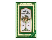Load image into Gallery viewer, Celtic Tree of Life design with green and gold frame on a white background
