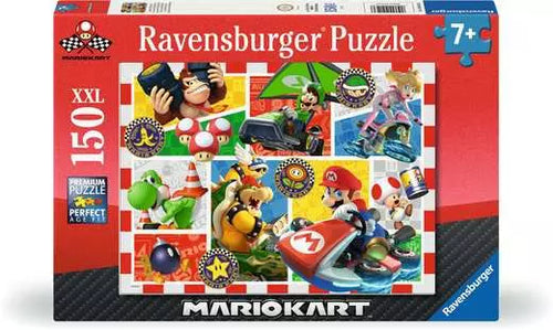 Ravensburger Mario Kart puzzle box with colorful graphics on a red background