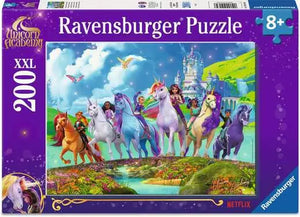 Ravensburger puzzle box with unicorns and castle design, featuring the Netflix logo.