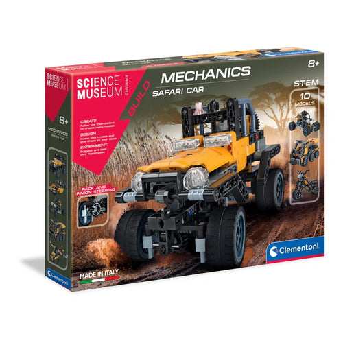 Boxed toy safari car set by Clementoni with 'Science Museum' branding