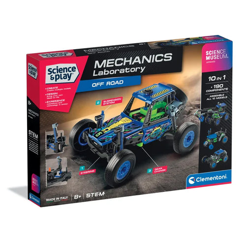 Box of Science & Play Mechanics Laboratory Off Road set with a toy model on a white background