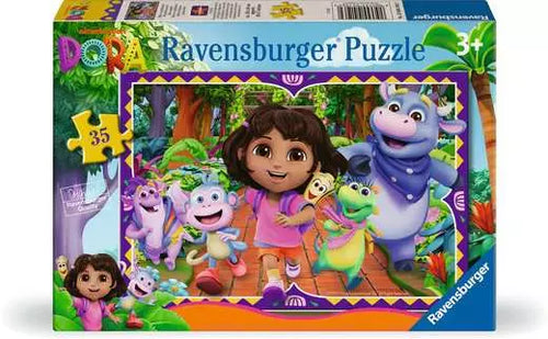Ravensburger Dora the Explorer puzzle box with characters and colorful design.