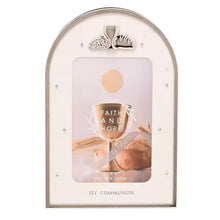 Load image into Gallery viewer, Decorative frame with 'Faith and Hope' design for 1st Communion, featuring a chalice and host illustration.
