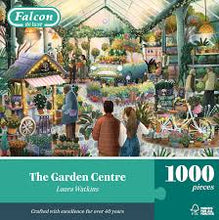 Load image into Gallery viewer, Jigsaw puzzle box titled 'The Garden Centre' by Falcon with an illustration of a garden center on the cover.
