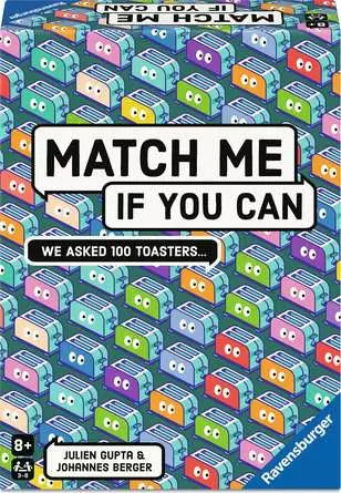 Board game box titled 'Match Me If You Can' with colorful toaster pattern.