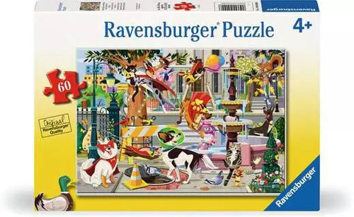 Ravensburger puzzle box with colorful illustration of animals and text