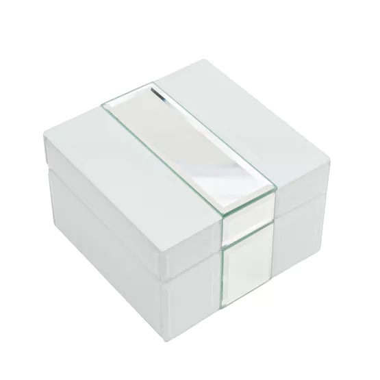 Hestia White & Silver Glass Box 12.5cm