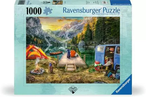 Ravensburger puzzle box with a scenic camping illustration