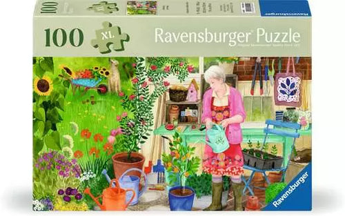 Ravensburger puzzle box with a woman in a garden setting
