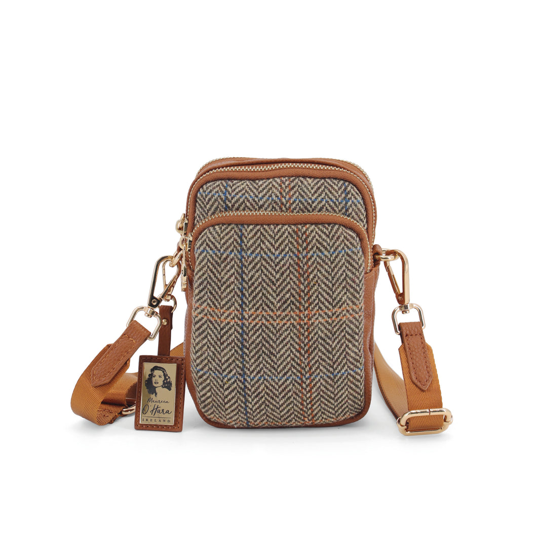 MAUREEN O’HARA CROSSBODY CAMERA BAG BROWN HERRINGBONE