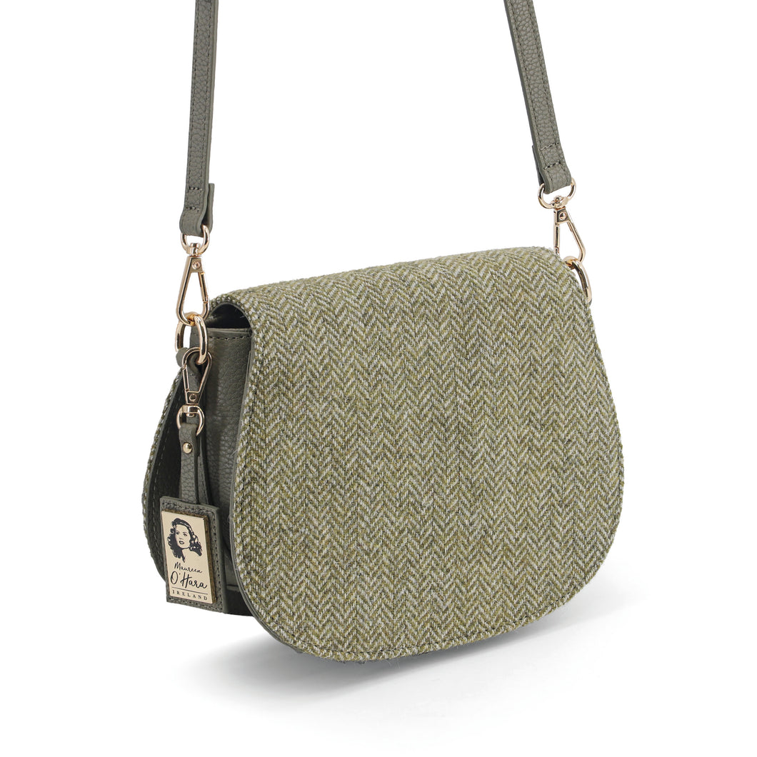 MAUREEN O’HARA SADDLE BAG GREEN HERRINGBONE