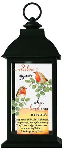 Memorial Lantern with Led Candle - Robin Near You