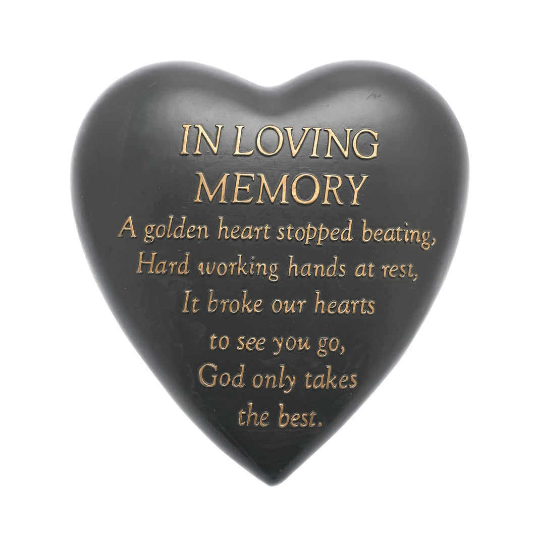 THOUGHT OF YOU GRAVESIDE DARK GREY HEART - IN LOVING MEMORY