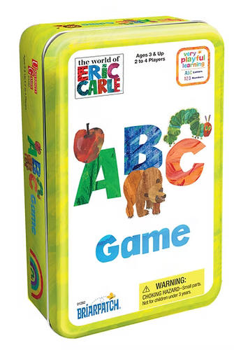 ABC Game packaging with colorful letters and characters on a yellow background