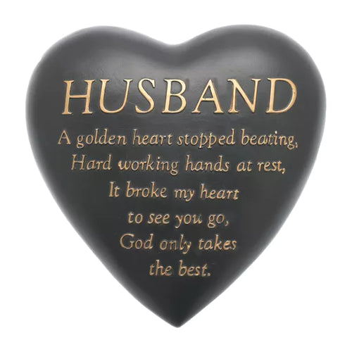 Thoughts Of You Graveside Dark Grey Heart Plaque - Husband