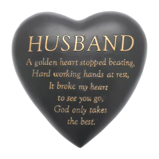 Thoughts Of You Graveside Dark Grey Heart Plaque - Husband