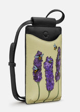 Load image into Gallery viewer, Yoshi Leather - Bees Love Lavender Phone Holder/ Black
