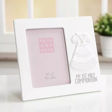 Load image into Gallery viewer, White photo frame with 'My 1st Holy Communion' design on a light background
