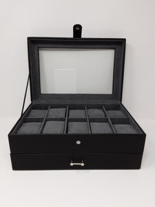 Watch box for 10 watches with removable drawer