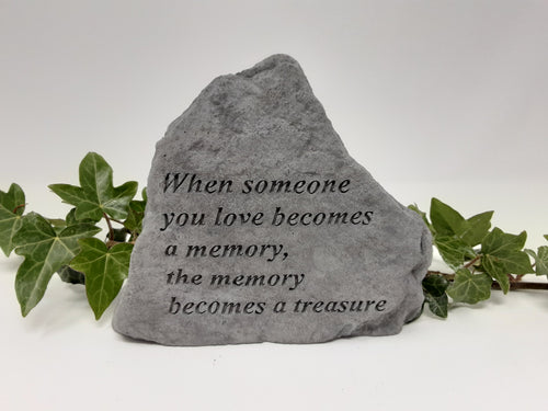 grave stone plaque - someone a memory  becomes a treasure