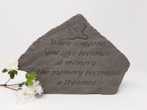 grave stone plaque _ when someone becomes a memory 