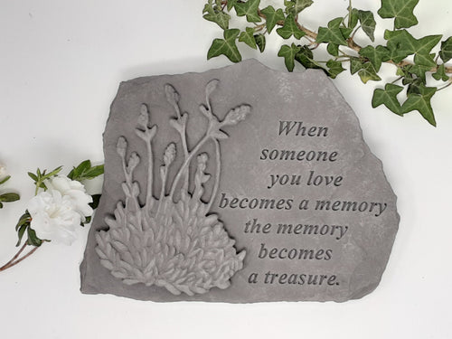 grave stone memorial plaque - someone becomes a memory