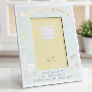 4" X 6" - FAITH & HOPE MY 1ST COMMUNION PHOTO FRAME - BLUE