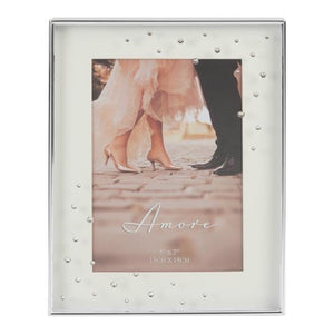 5" X 7"- AMORE BY JULIANA® SILVER PLATED FRAME WITH CRYSTALS