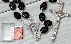 black wooden rosary beads