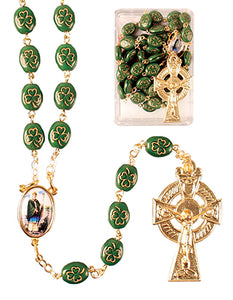 Shamrock full decade rosary beads St Patrick