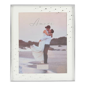 8"X 10"- AMORE BY JULIANA® SILVER PLATED FRAME WITH CRYSTALS
