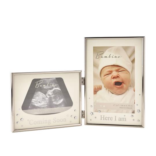 BAMBINO SILVER EFFECT DOUBLE SCAN FRAME - 'HERE I AM'