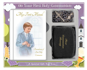 Communion Gift Set for Boy First Holy Communion Beads Communion Purse Missal Presentation Gift Set