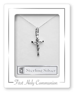 First Communion silver necklace with crucifix