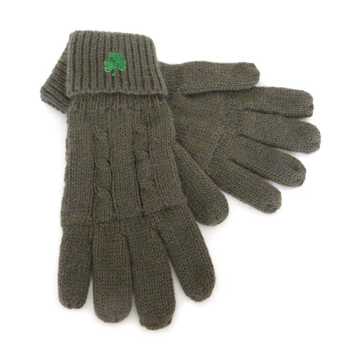 Cable Knit Gloves - Large Colour: Olive Green