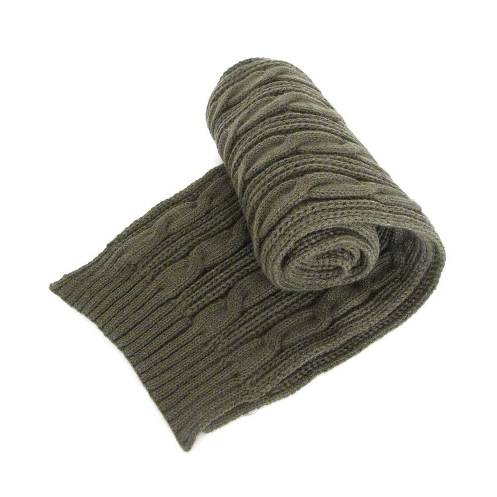 Cable Knit Scarf Colour: Olive Green