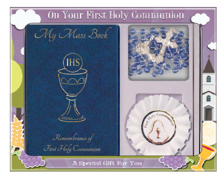 Communion Gift Set Blue Book First Communion Book Religious Gift Set ForgetMeNotGifts.ie