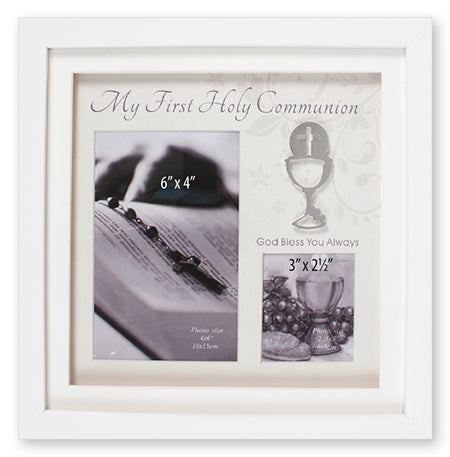 Communion Photo Frame/White Finish/Symbolic (C46252)