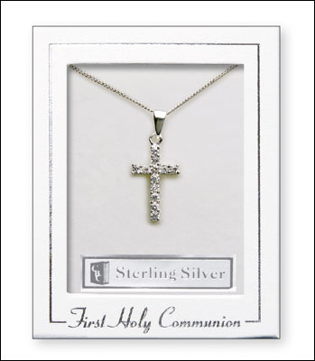 Holy Communion Silver Necklace  - Cross & Stones