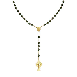 Gilt Shamrock Rosary Beads With Knock Water Center