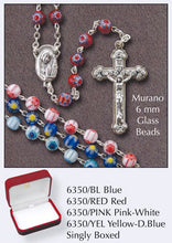 Load image into Gallery viewer, Murano glass rosary beads yellow &amp; blue
