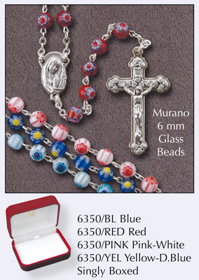 Murano glass rosary beads yellow & blue